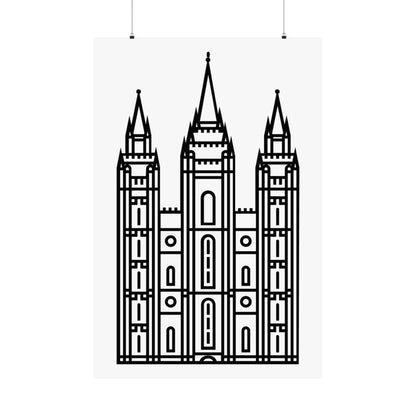 White and Black Salt Lake City Temple Art Print - Mormon Faith