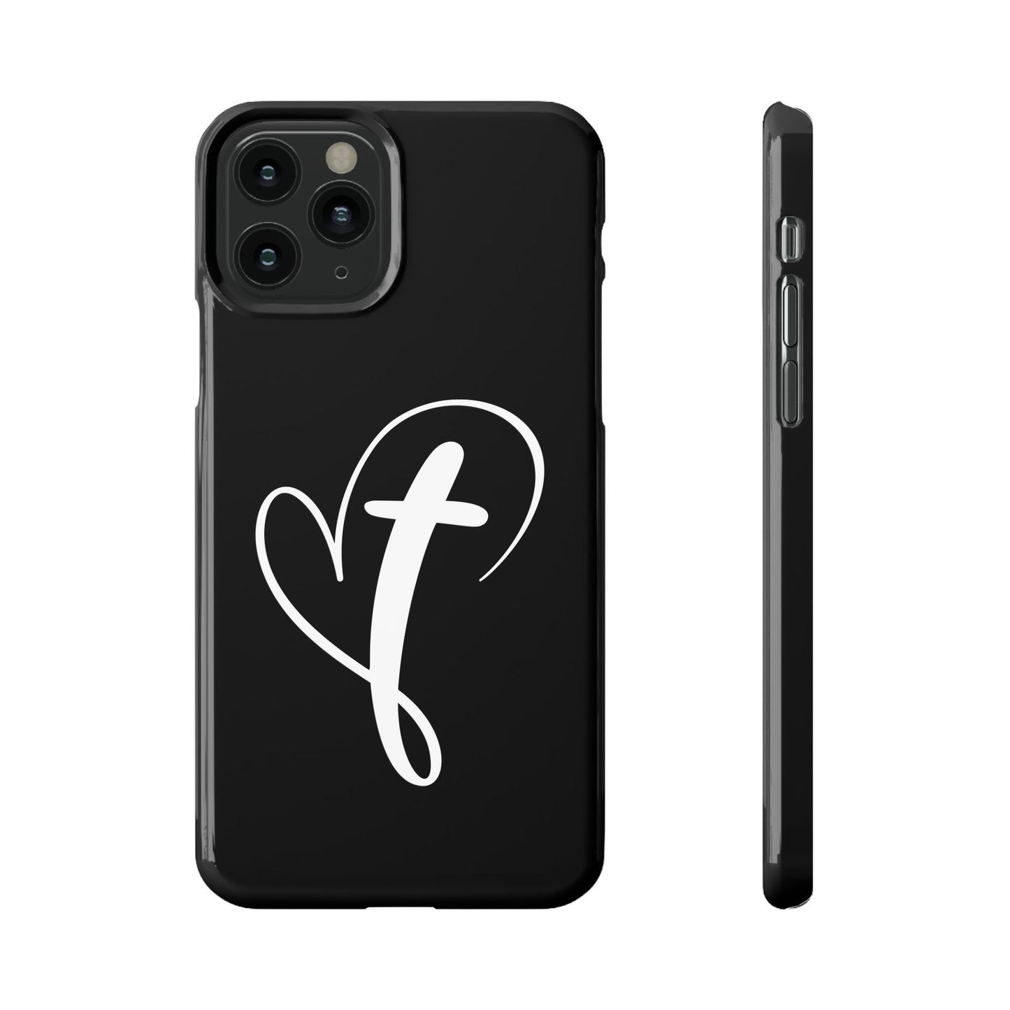 Minimalist Heart & Cross Phone Case - iPhone 11, 12, 13, 15, Samsung Galaxy