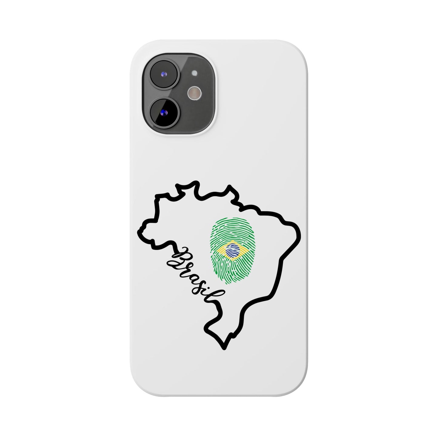 Capa de Celular iPhone X Slim, XR, XS, 7 a 15 - Branco - Bandeira Brasileira