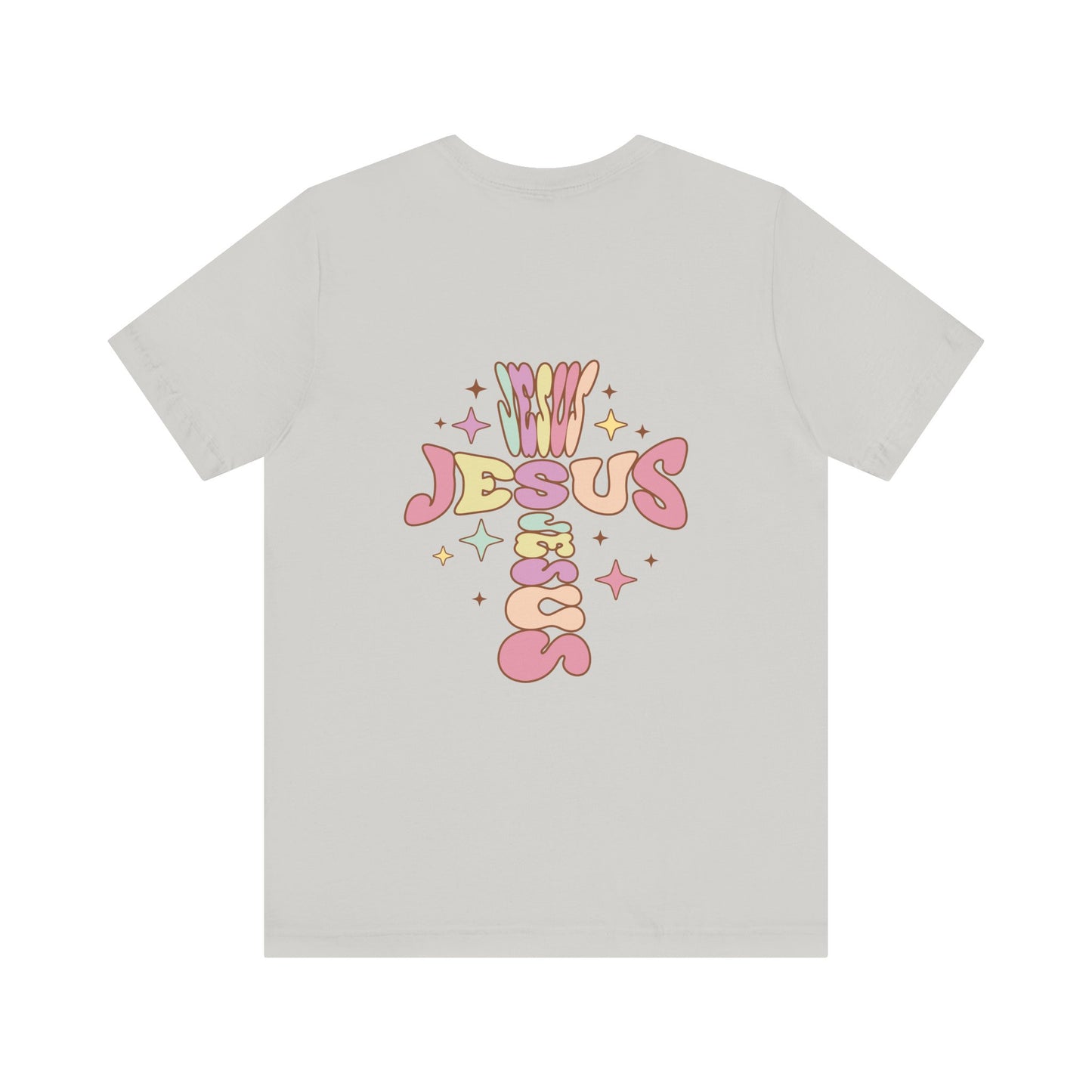 Her Adult Jersey Short Sleeve Tee - Pink "Jesus" Back Design