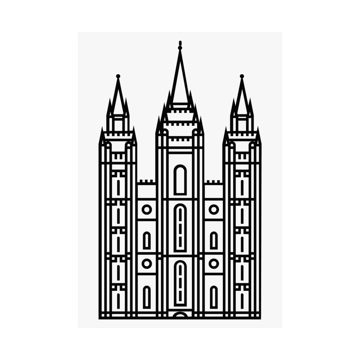 White and Black Salt Lake City Temple Art Print - Mormon Faith