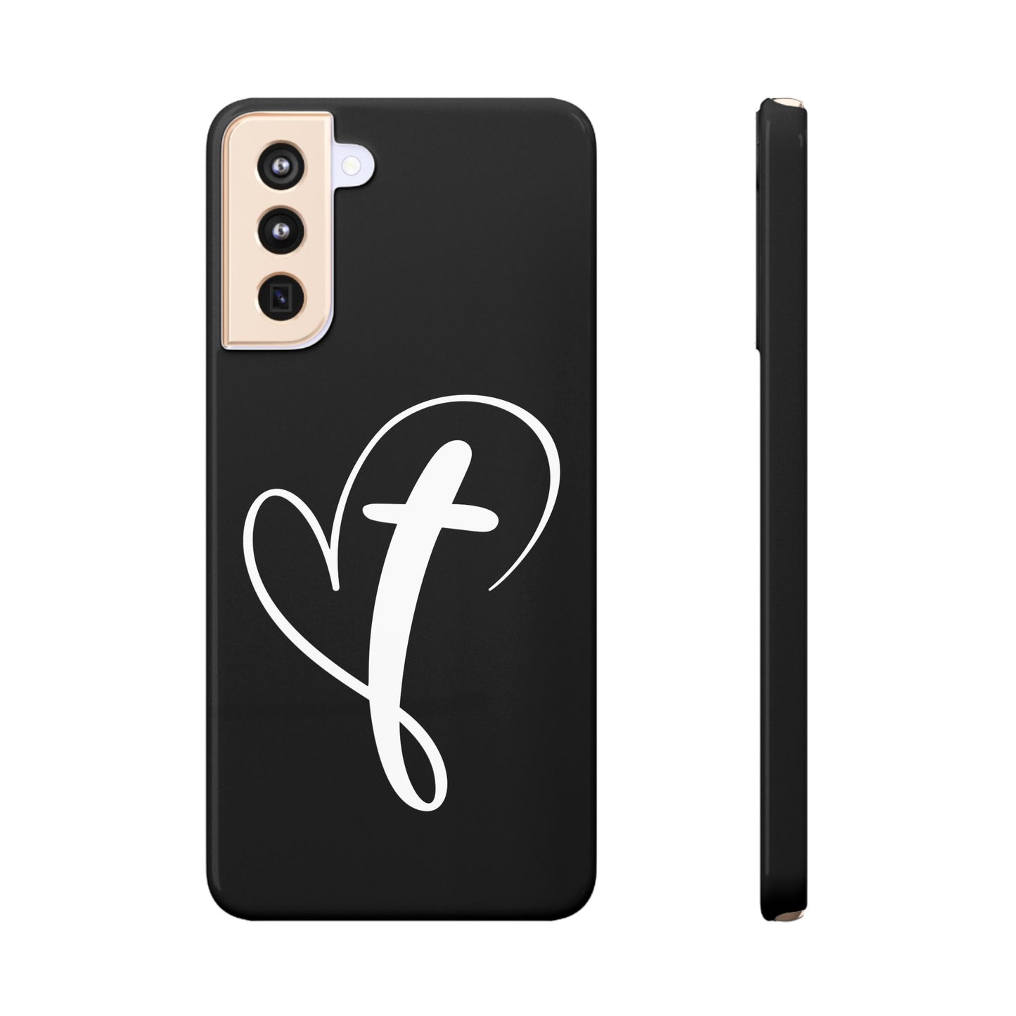 Minimalist Heart & Cross Phone Case - iPhone 11, 12, 13, 15, Samsung Galaxy