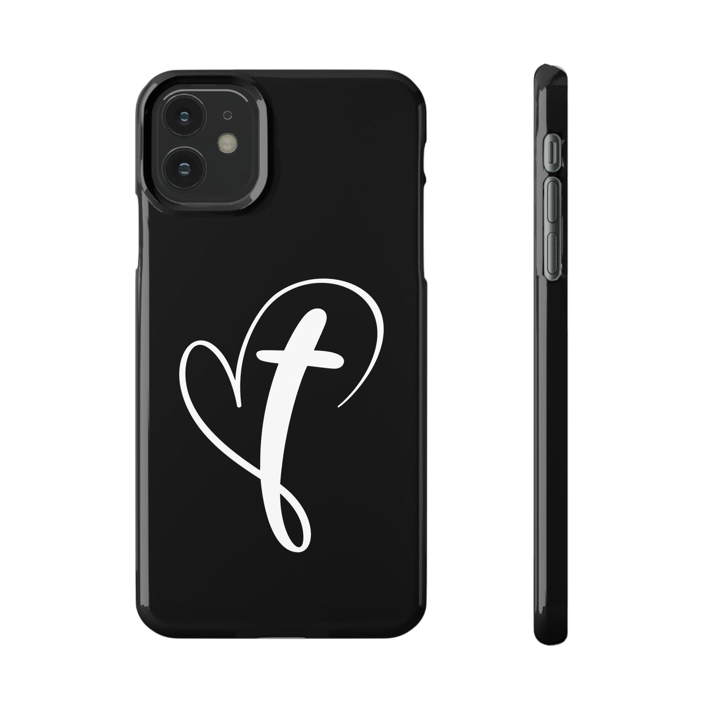 Minimalist Heart & Cross Phone Case - iPhone 11, 12, 13, 15, Samsung Galaxy