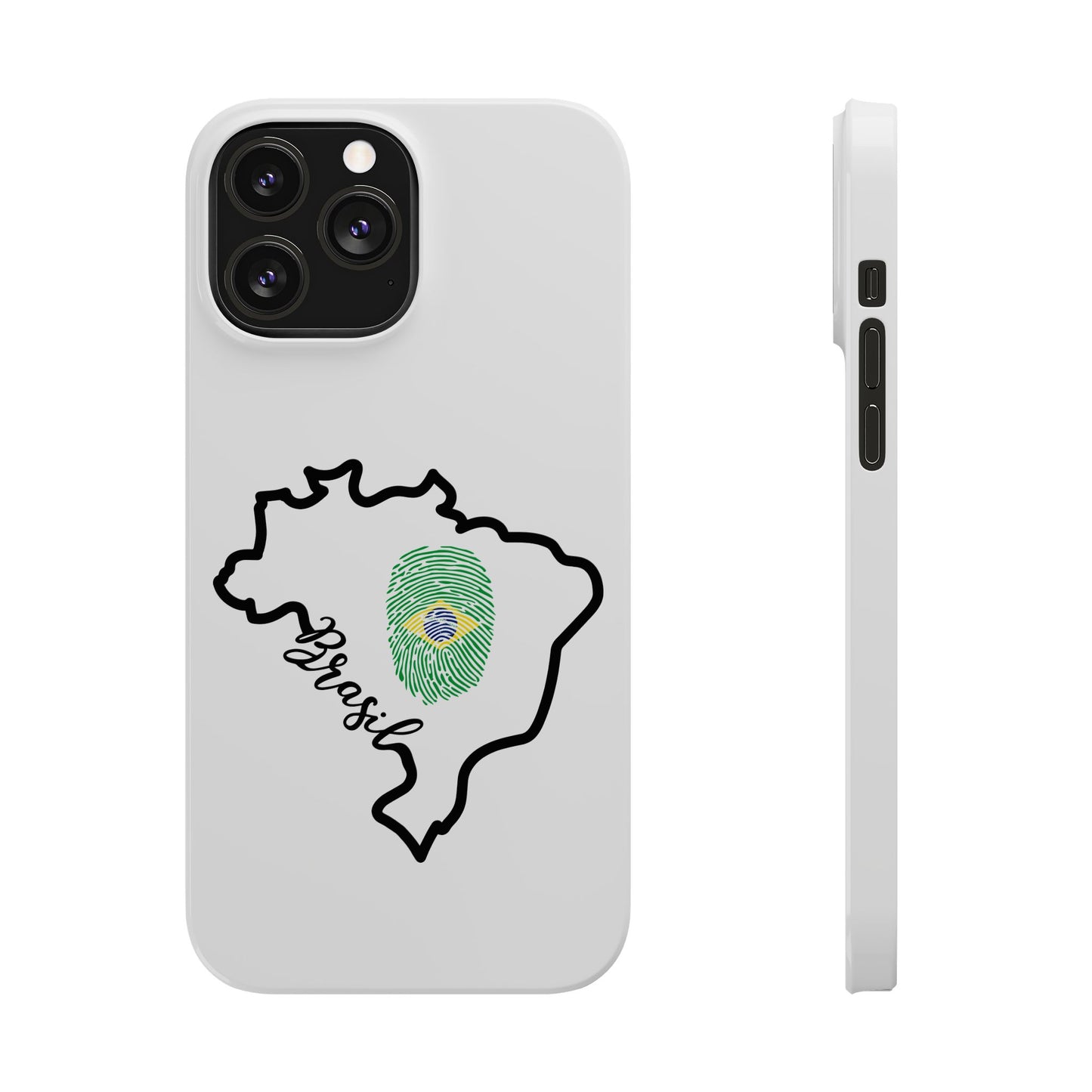 Capa de Celular iPhone X Slim, XR, XS, 7 a 15 - Branco - Bandeira Brasileira