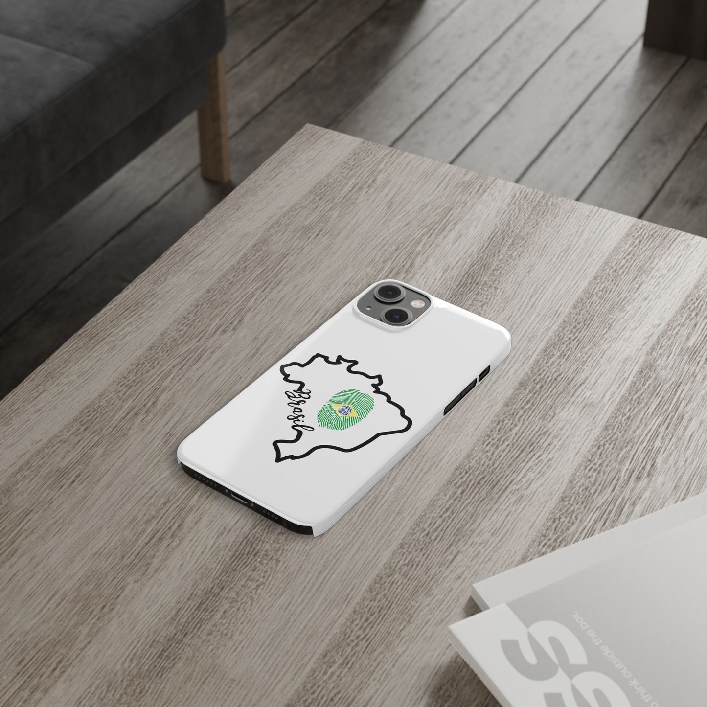 Capa de Celular iPhone X Slim, XR, XS, 7 a 15 - Branco - Bandeira Brasileira