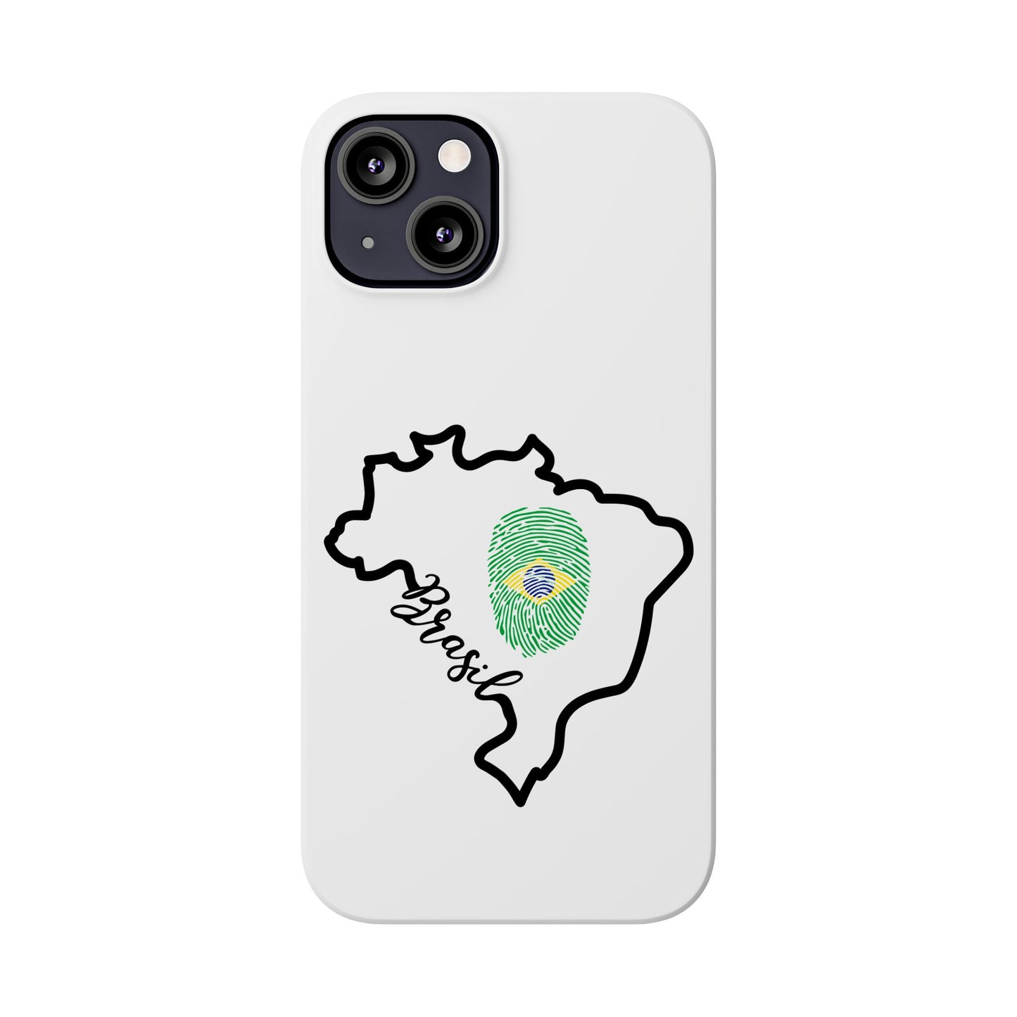 Capa de Celular iPhone X Slim, XR, XS, 7 a 15 - Branco - Bandeira Brasileira