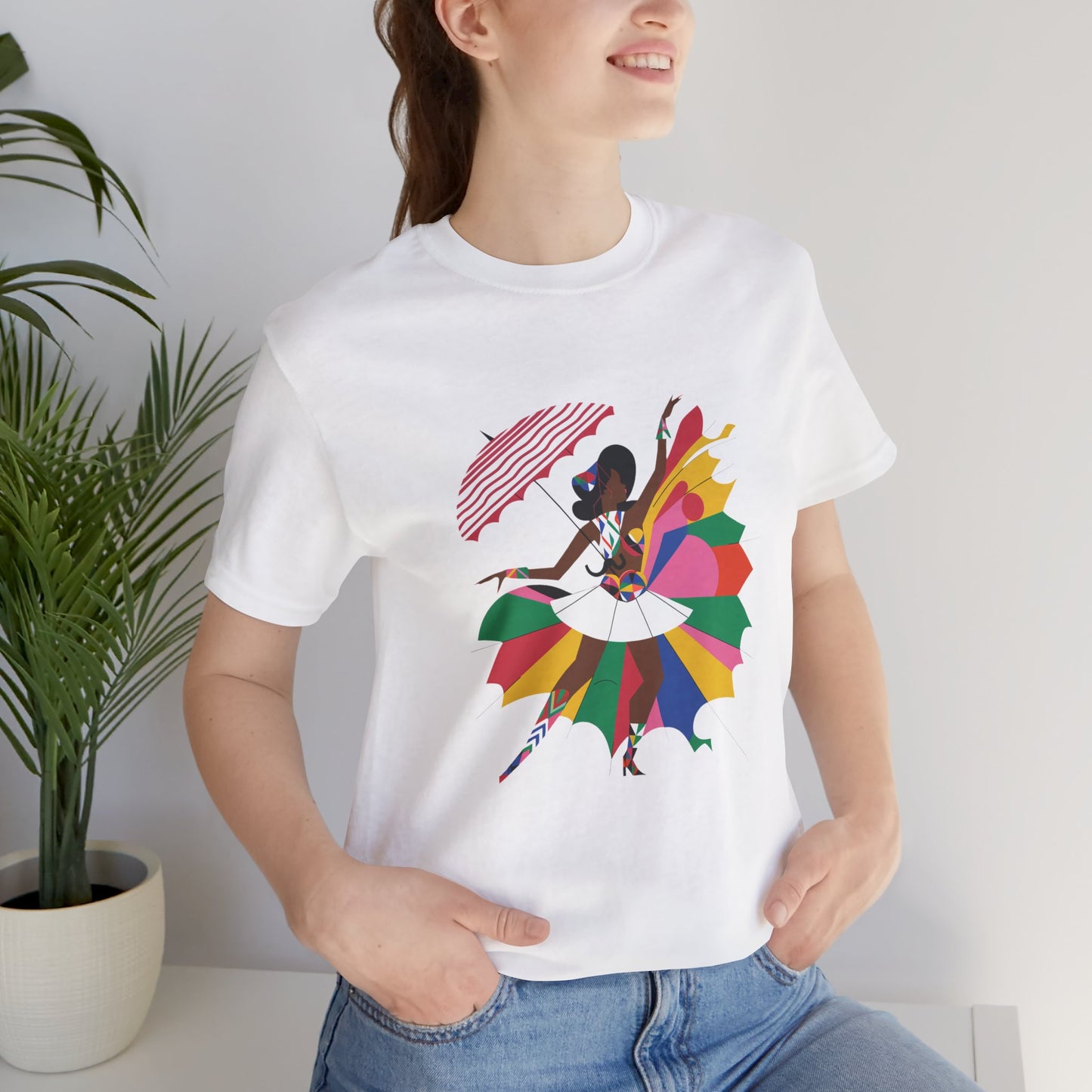 Colorful Umbrella Dance Unisex Jersey Tee