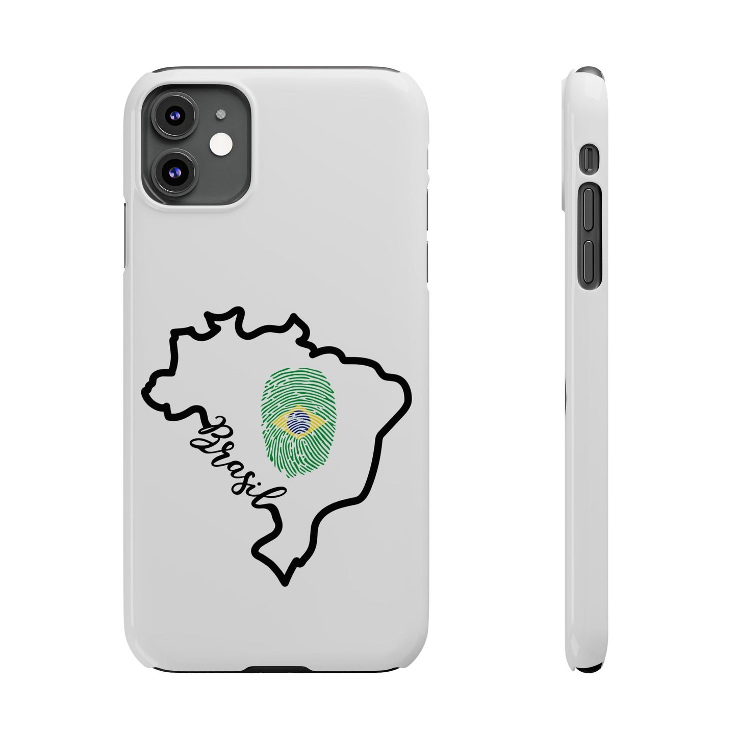 Capa de Celular iPhone X Slim, XR, XS, 7 a 15 - Branco - Bandeira Brasileira