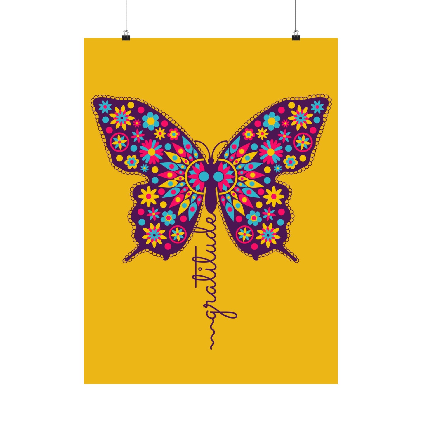 Matte Vertical Poster – “Gratitude” Amarelo /Amarillo