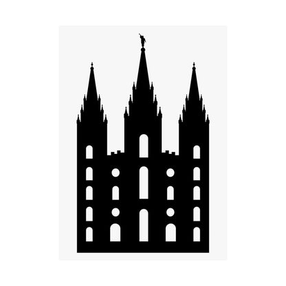 Black and White Salt Lake City Temple Art Print - Mormon Faith