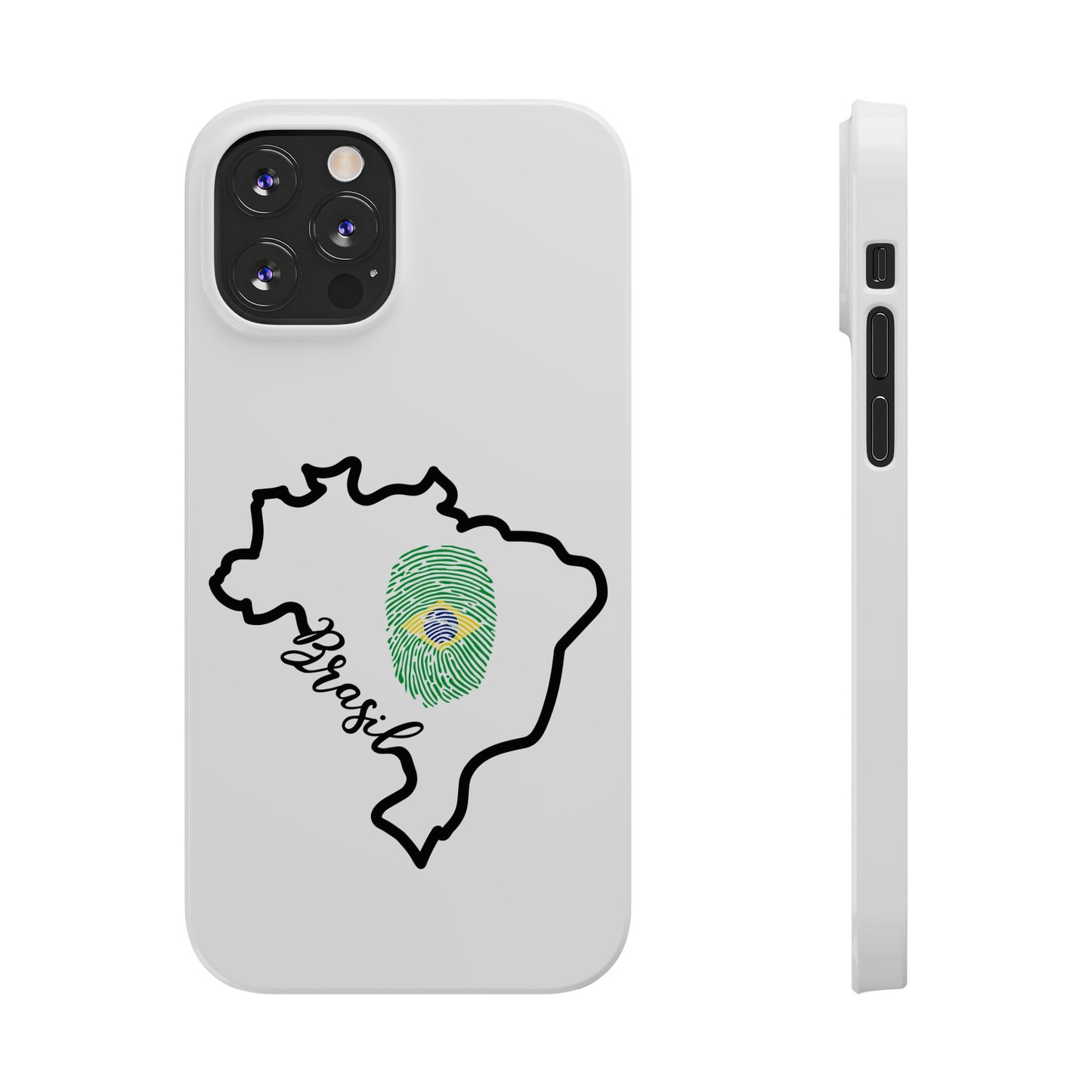 Capa de Celular iPhone X Slim, XR, XS, 7 a 15 - Branco - Bandeira Brasileira