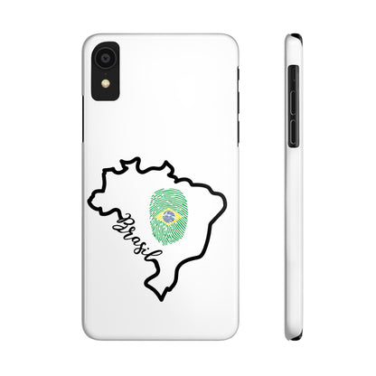 Capa de Celular iPhone X Slim, XR, XS, 7 a 15 - Branco - Bandeira Brasileira