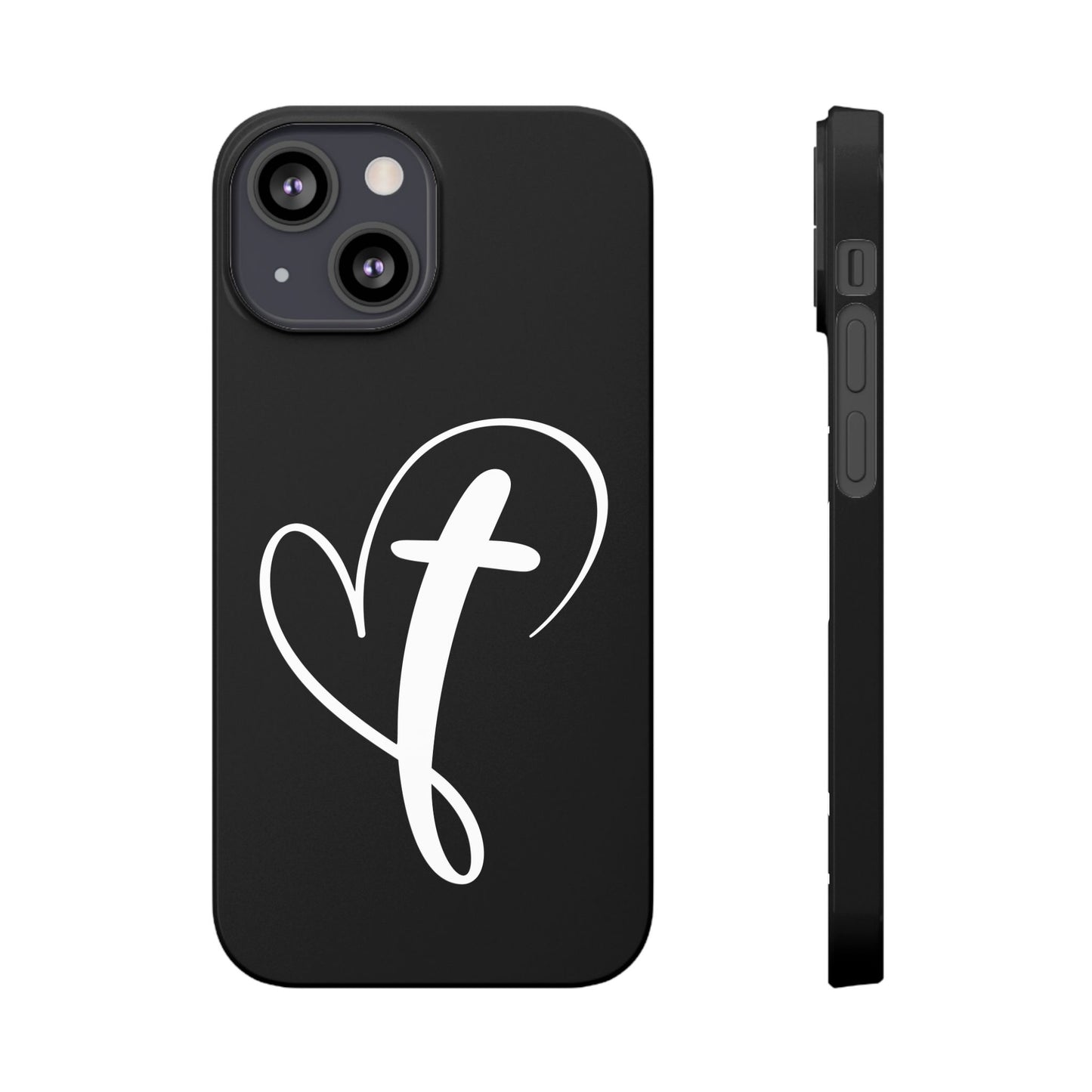 Minimalist Heart & Cross Phone Case - iPhone 11, 12, 13, 15, Samsung Galaxy