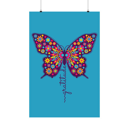 Matte Vertical Poster – “Gratitude” Azul