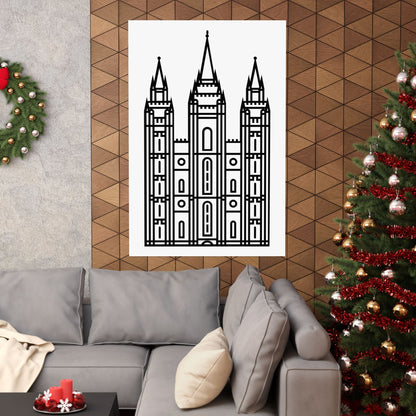 White and Black Salt Lake City Temple Art Print - Mormon Faith