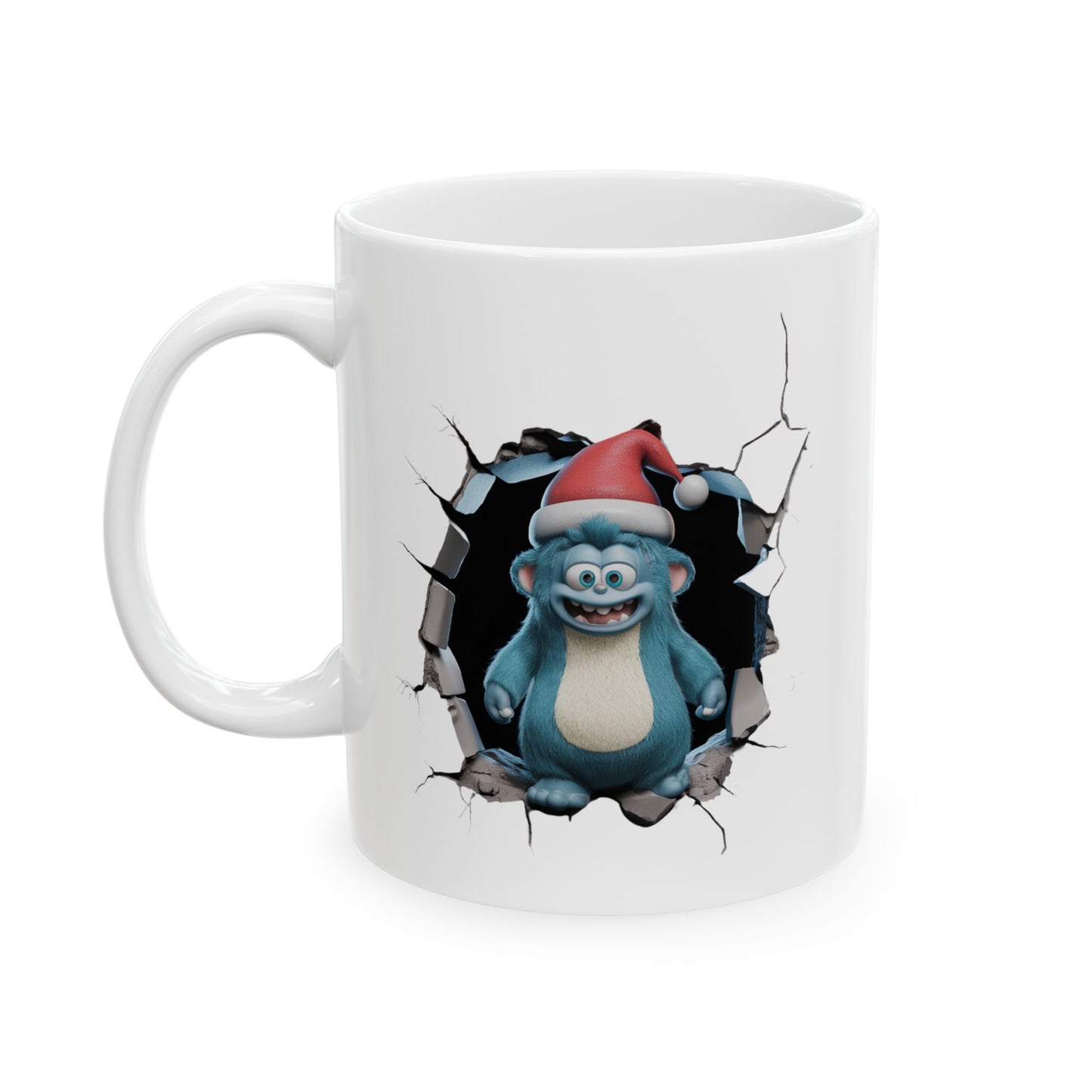 Blue Monster Wall Break Ceramic Mug - Unique Design for Coffee Lovers