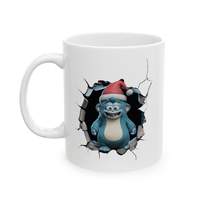 Blue Monster Wall Break Ceramic Mug - Unique Design for Coffee Lovers