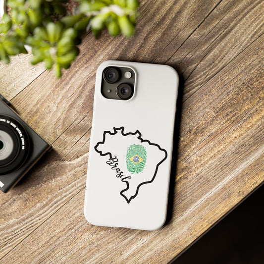 Capa de Celular iPhone X Slim, XR, XS, 7 a 15 - Branco - Bandeira Brasileira