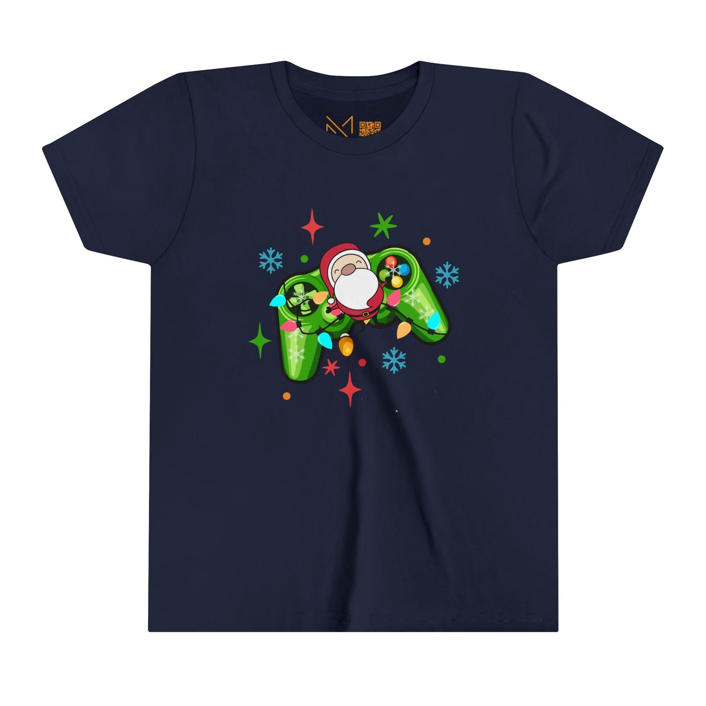 Christmas Gamer Youth Tee with Santa and Controller Design - 6 to 19 years old