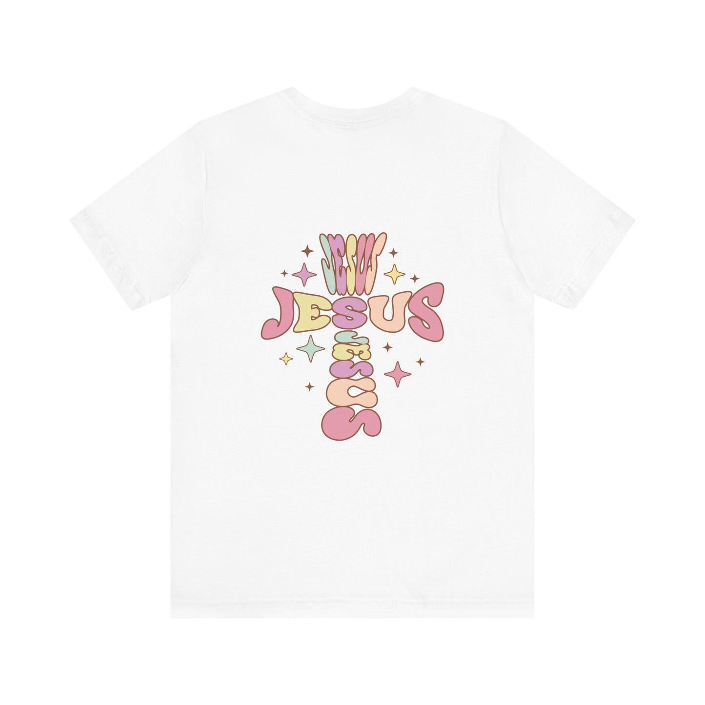 Her Adult Jersey Short Sleeve Tee - Pink "Jesus" Back Design