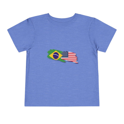 Toddler T-Shirt with Brazilian and American Flag Design - 2T to 5T - 2 a 5 anos