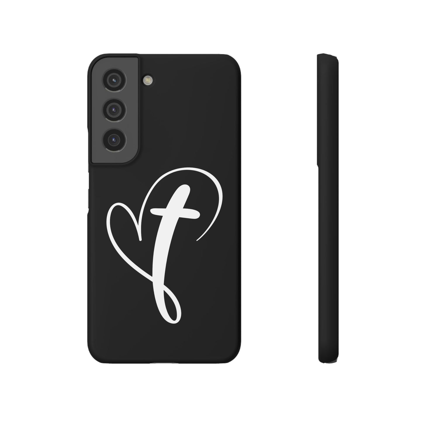 Minimalist Heart & Cross Phone Case - iPhone 11, 12, 13, 15, Samsung Galaxy