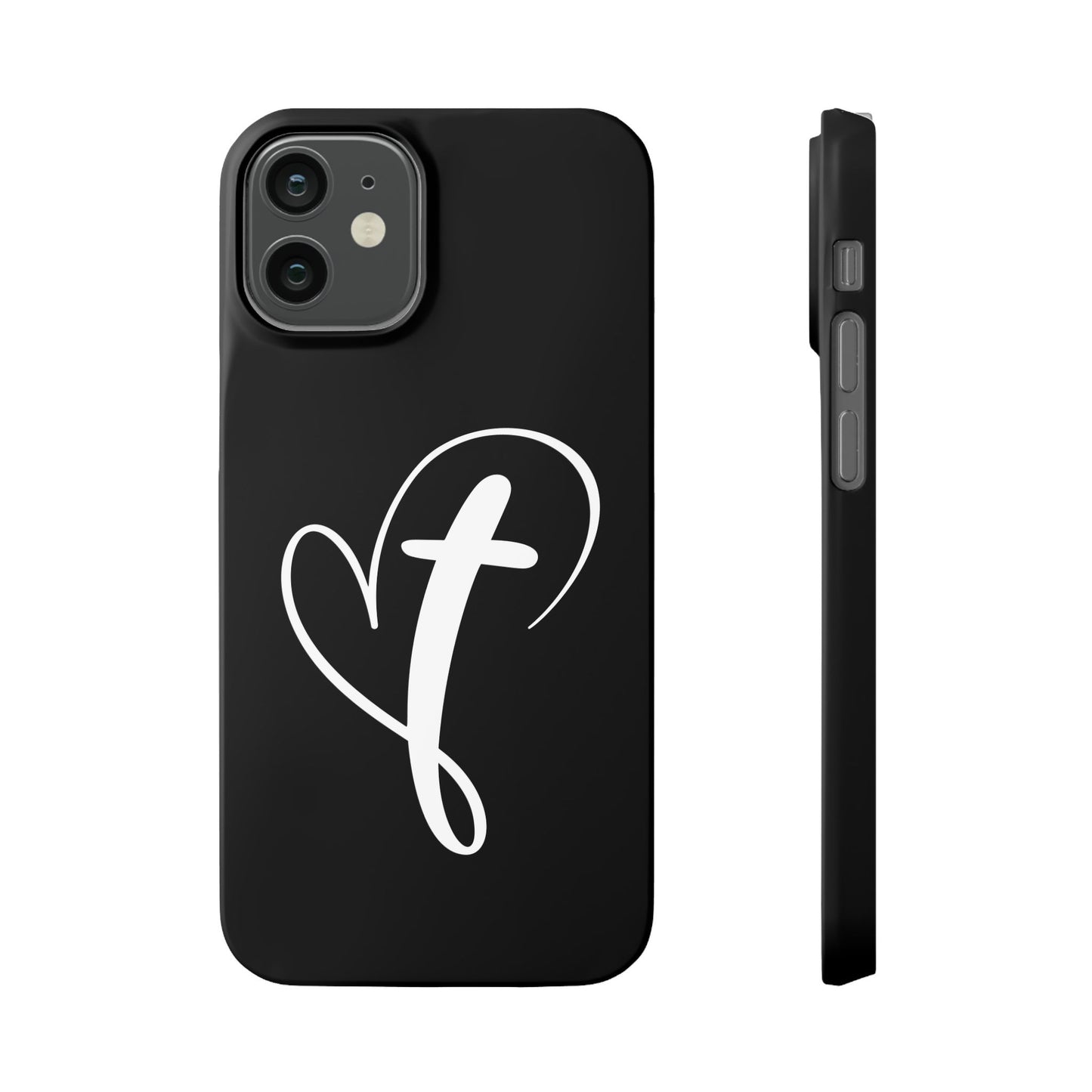 Minimalist Heart & Cross Phone Case - iPhone 11, 12, 13, 15, Samsung Galaxy