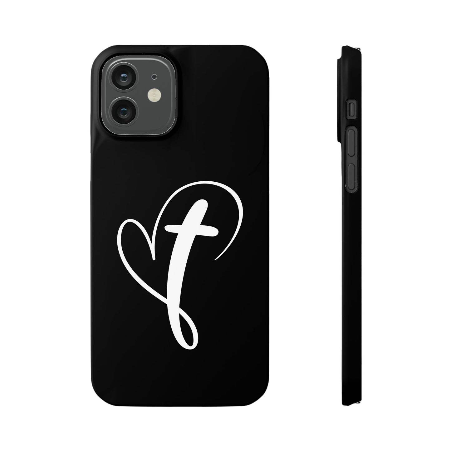 Minimalist Heart & Cross Phone Case - iPhone 11, 12, 13, 15, Samsung Galaxy