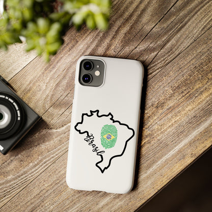 Capa de Celular iPhone X Slim, XR, XS, 7 a 15 - Branco - Bandeira Brasileira