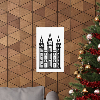 White and Black Salt Lake City Temple Art Print - Mormon Faith