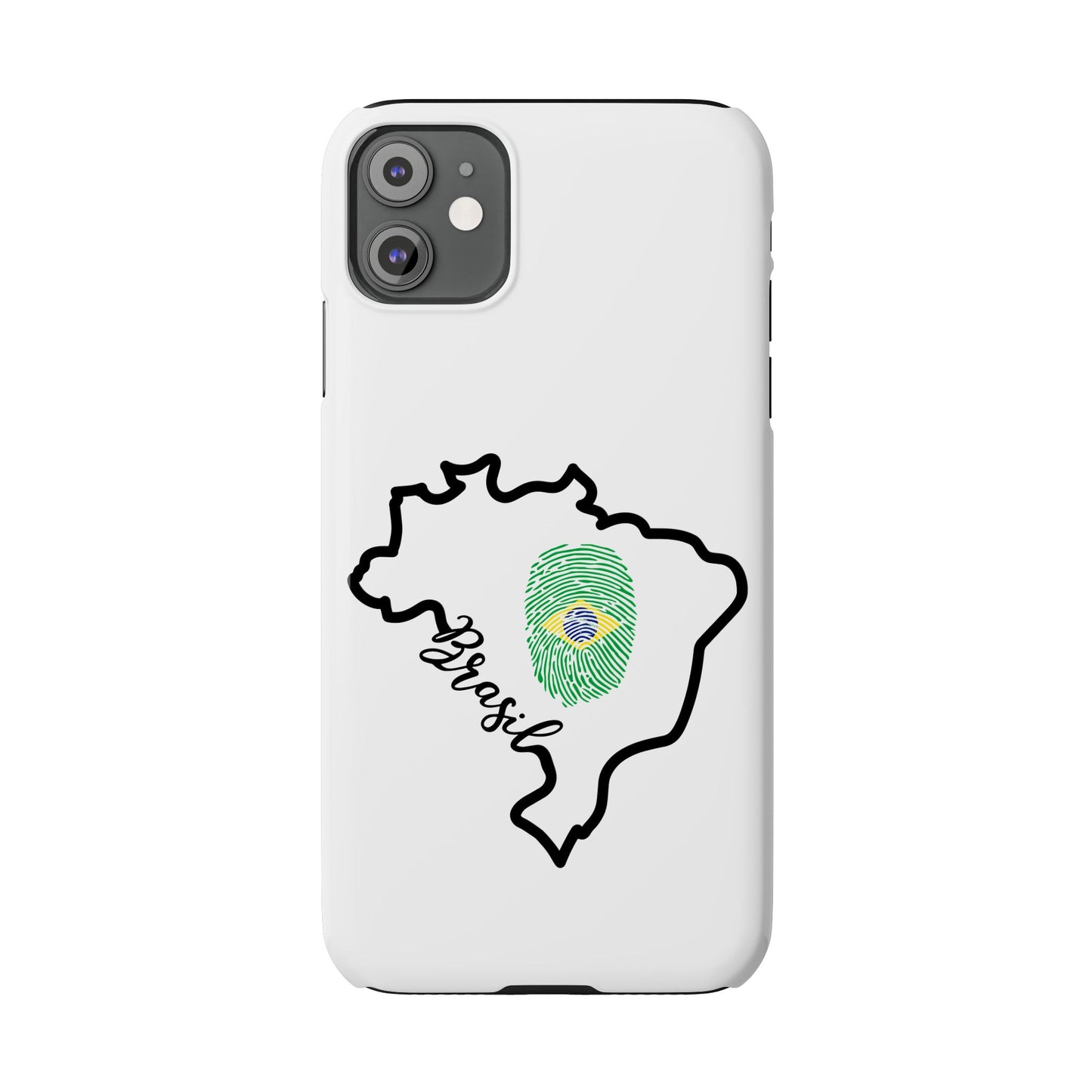 Capa de Celular iPhone X Slim, XR, XS, 7 a 15 - Branco - Bandeira Brasileira