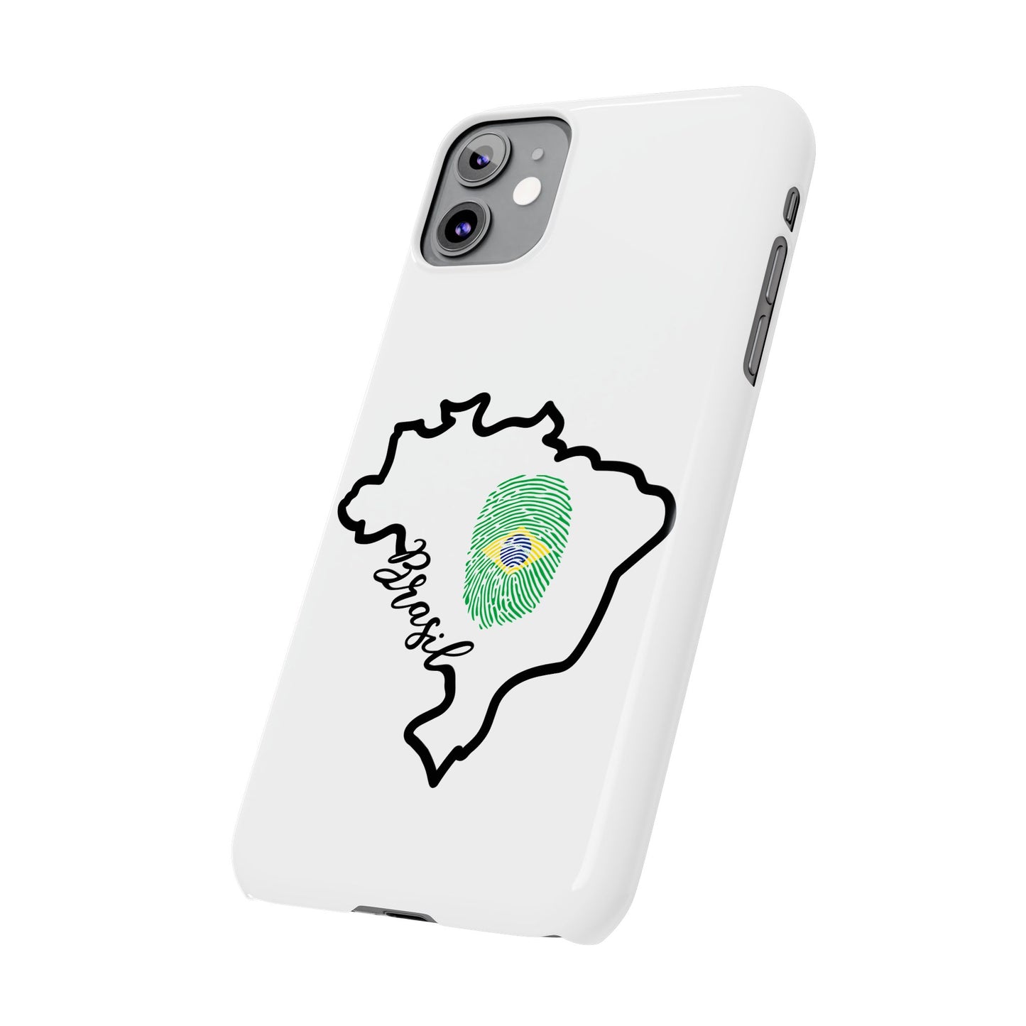 Capa de Celular iPhone X Slim, XR, XS, 7 a 15 - Branco - Bandeira Brasileira