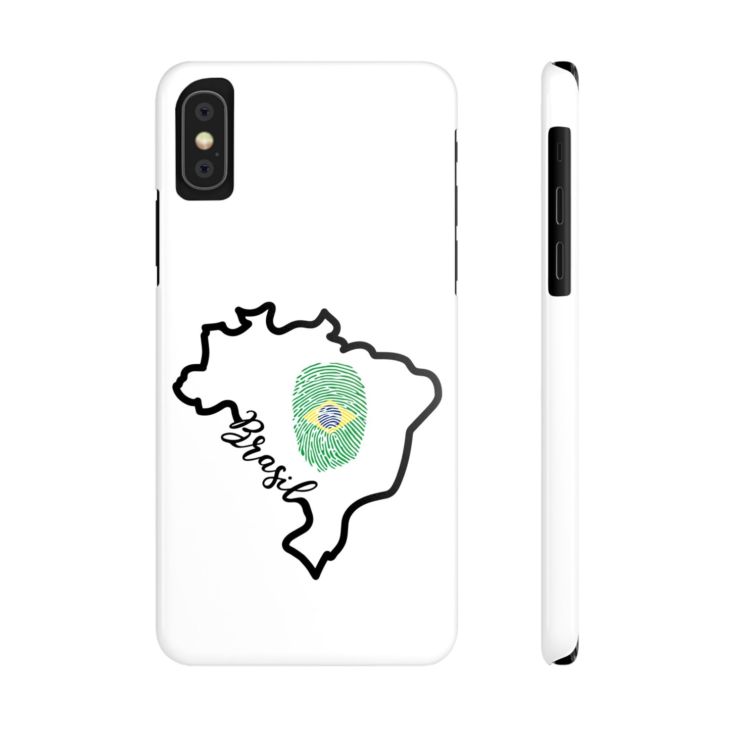 Capa de Celular iPhone X Slim, XR, XS, 7 a 15 - Branco - Bandeira Brasileira