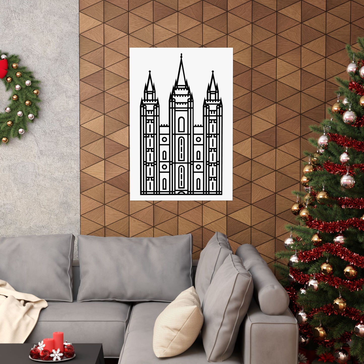 White and Black Salt Lake City Temple Art Print - Mormon Faith