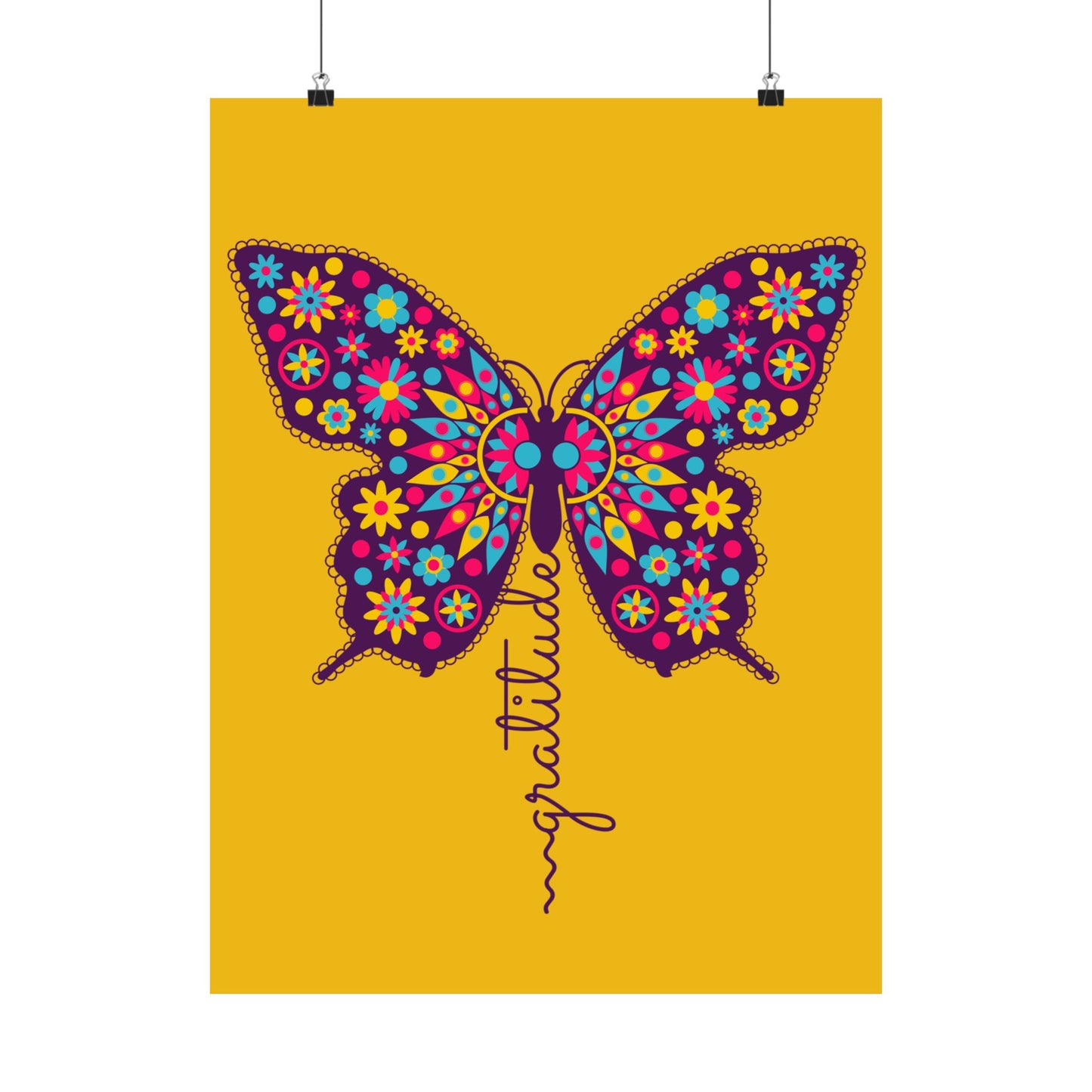 Matte Vertical Poster – “Gratitude” Amarelo /Amarillo