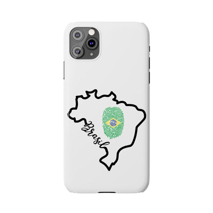 Capa de Celular iPhone X Slim, XR, XS, 7 a 15 - Branco - Bandeira Brasileira