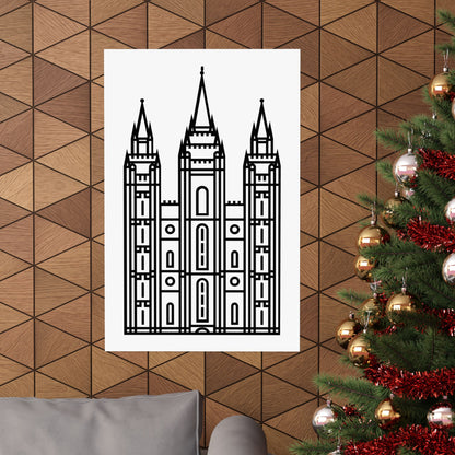 White and Black Salt Lake City Temple Art Print - Mormon Faith