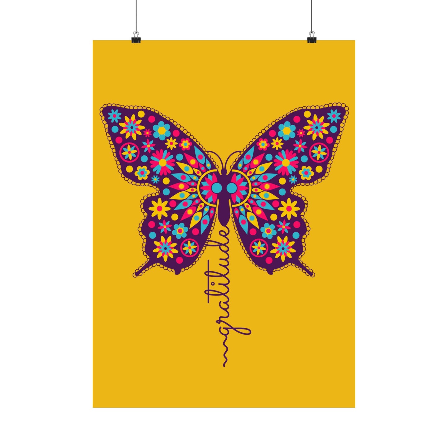 Matte Vertical Poster – “Gratitude” Amarelo /Amarillo